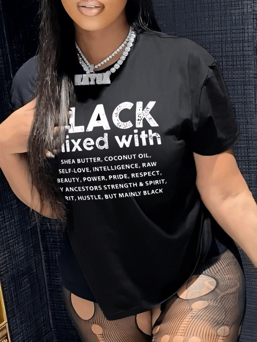 LW Round Neck Letter Print T-shirt