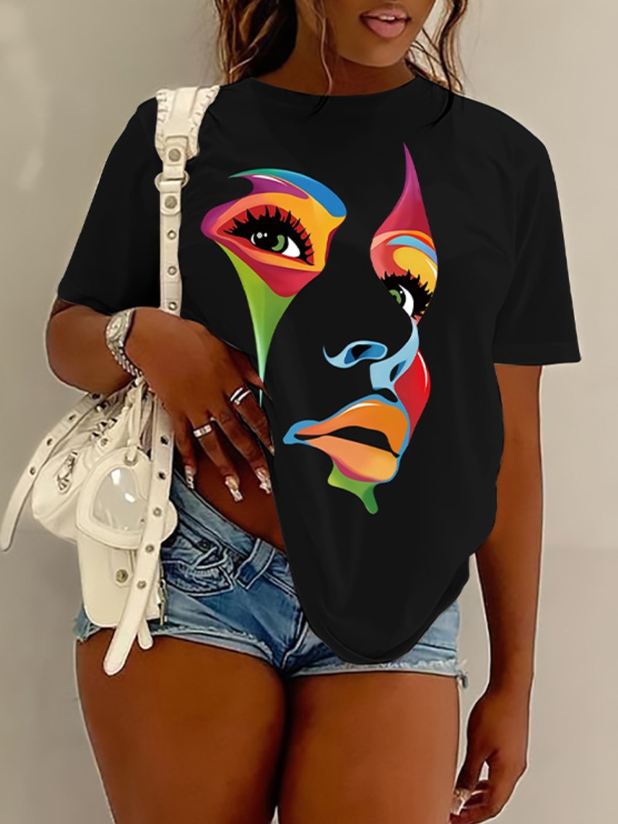 LW Round Neck Figure Print T-shirt