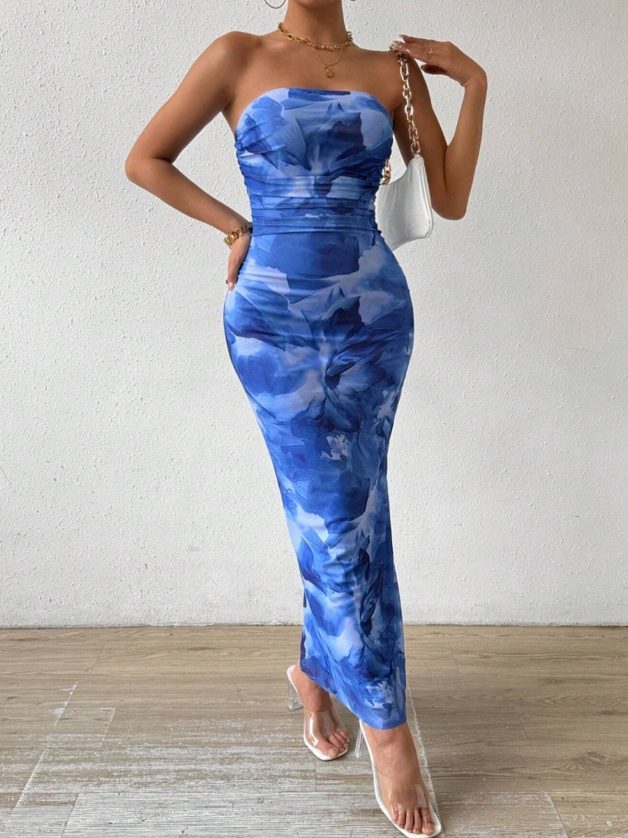 LW Off The Shoulder Floral Print Bodycon Dress
