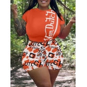 LW Plus Size Pattern Mixed Print Two-piece Shorts 