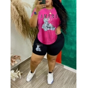 LW Plus Size Teddy Bear Letter Print Shorts Set