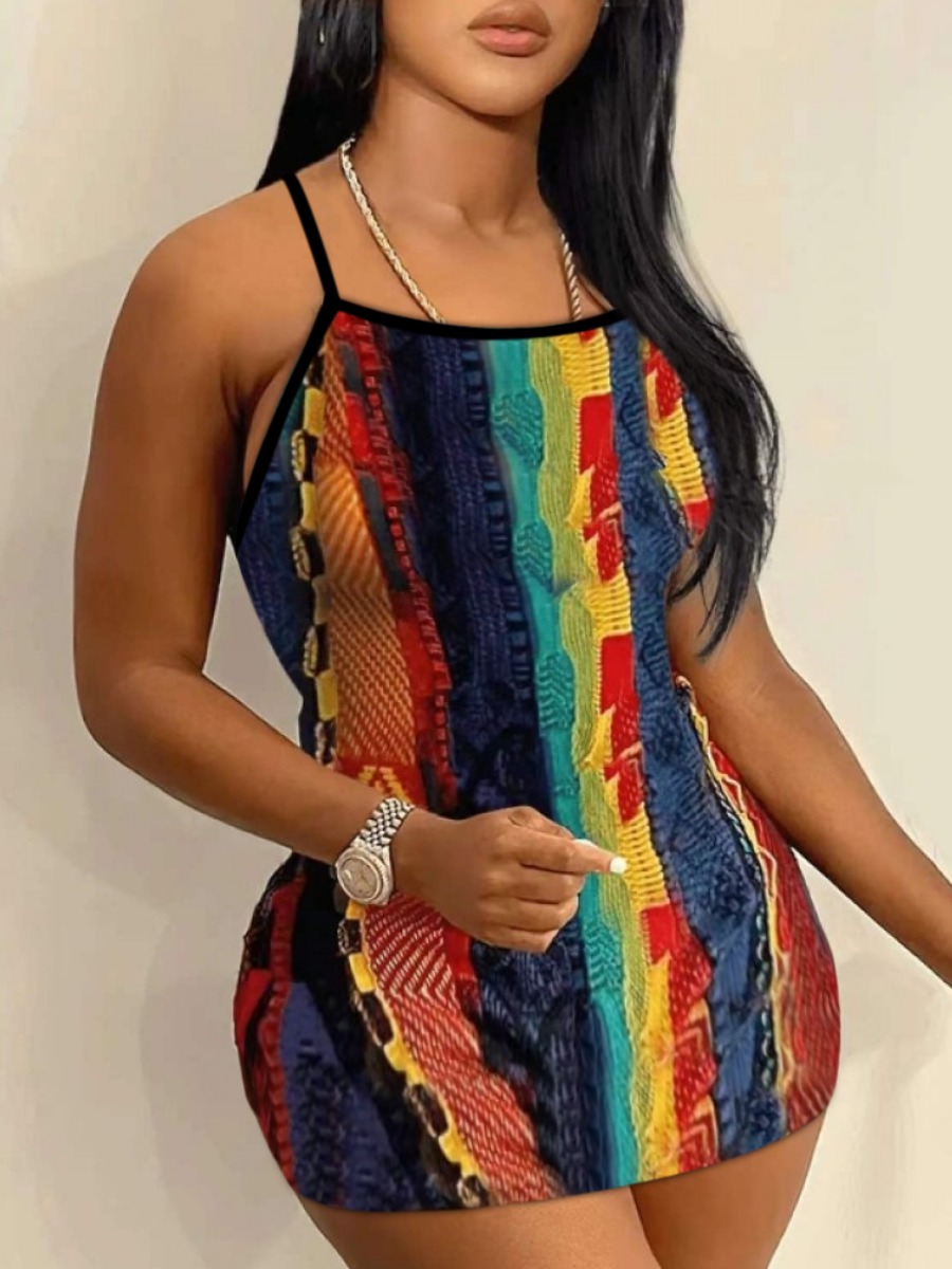 LW Tribal Print Bodycon Cami Dress