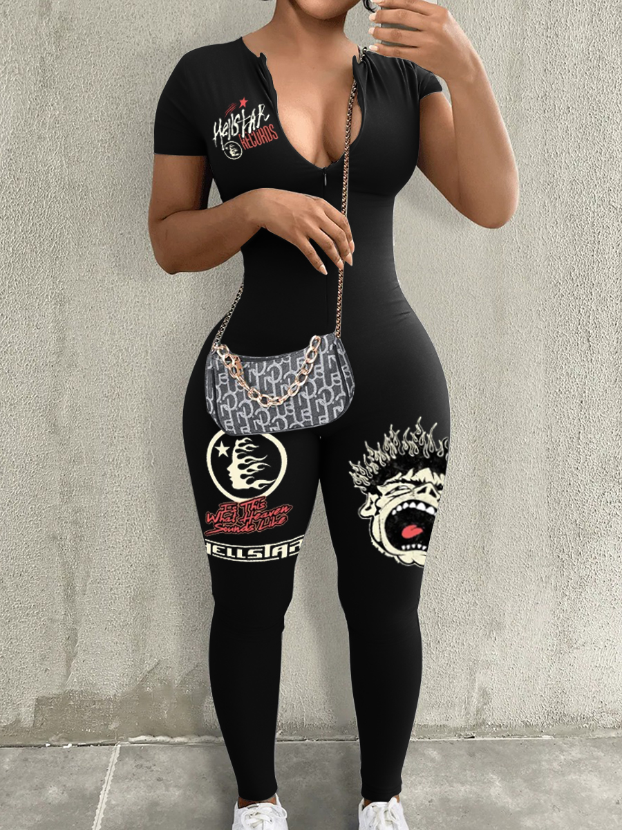 LW Pattern Letter Jumpsuit
