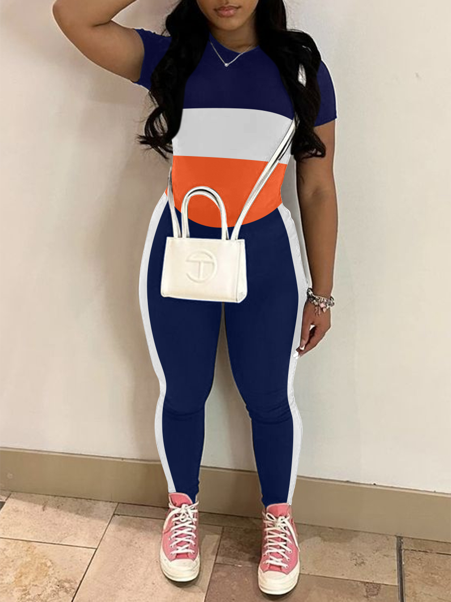LW Pattern Striped Two-piece Pants Set