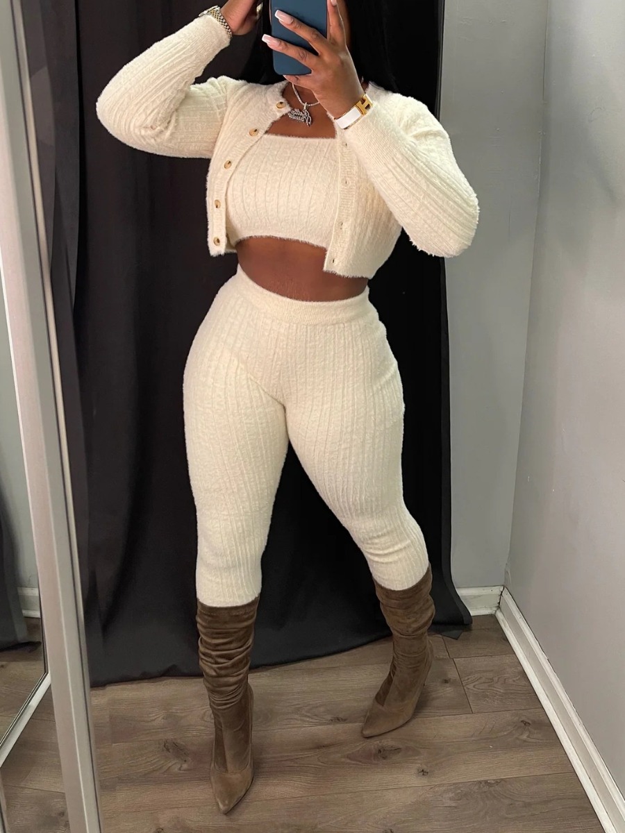 LW Solid Color Two-piece Pants Set