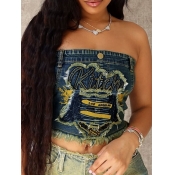 LW Off The Shoulder Raw Edge Denim Top