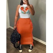 LW BASICS Plus Size Broken Heart Print Backless Ta