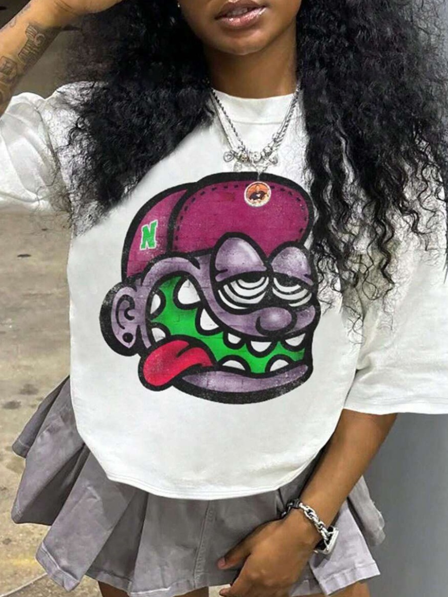 LW Pattern Cartoon Print T-shirt