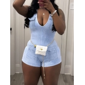 LW Pocket Design Solid Color Romper