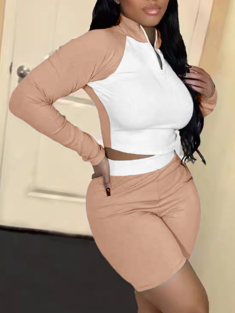 LW BASICS Color Block Two-piece Shorts Set