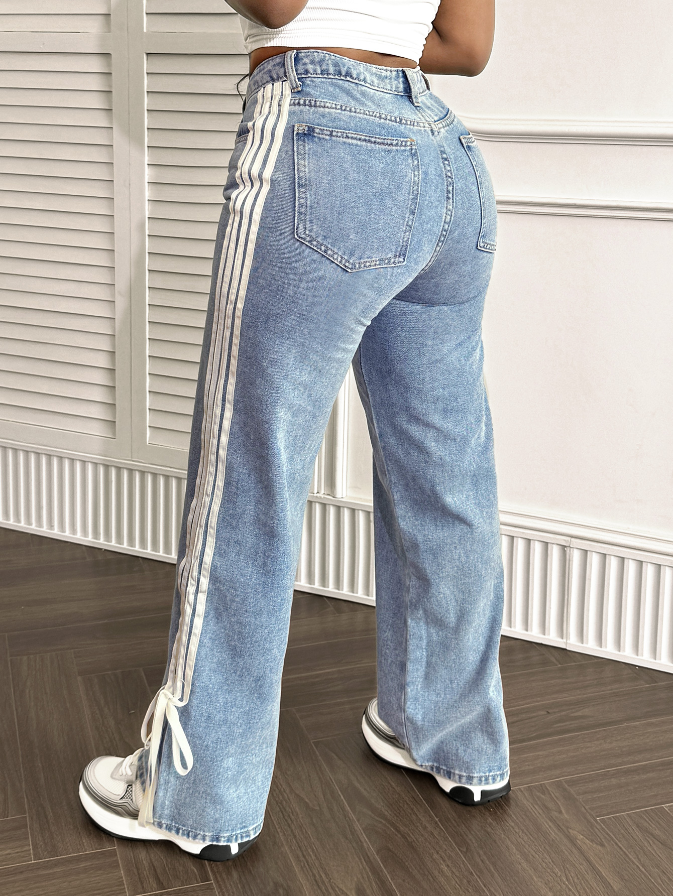 LW Lace Up Solid No Elasticity Jeans