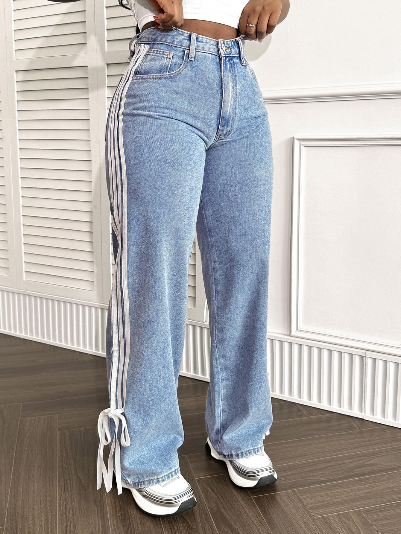 LW Lace Up Solid No Elasticity Jeans