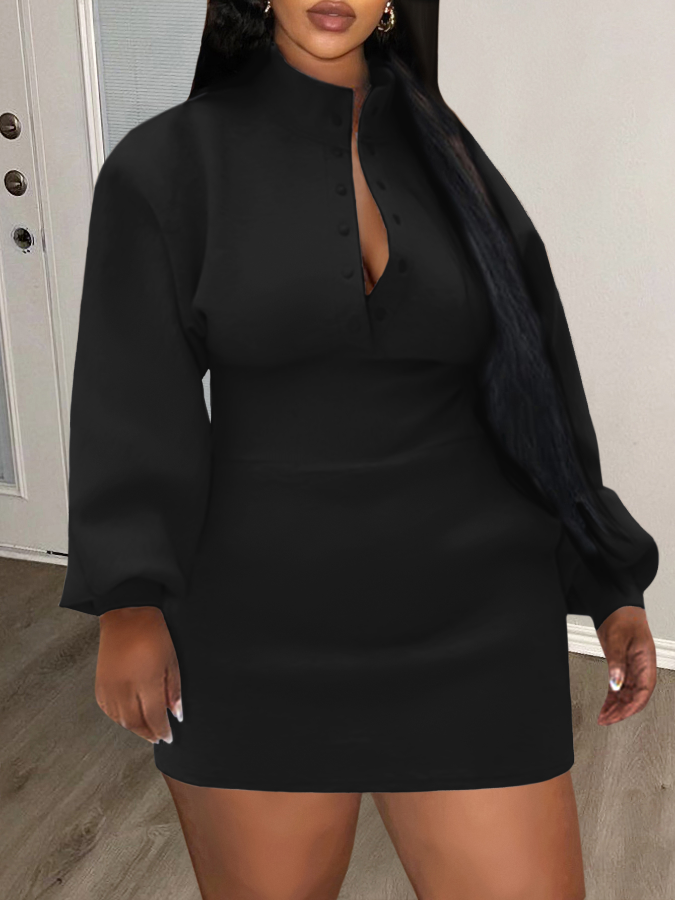 LW BASICS Plus Size Solid Color Dress
