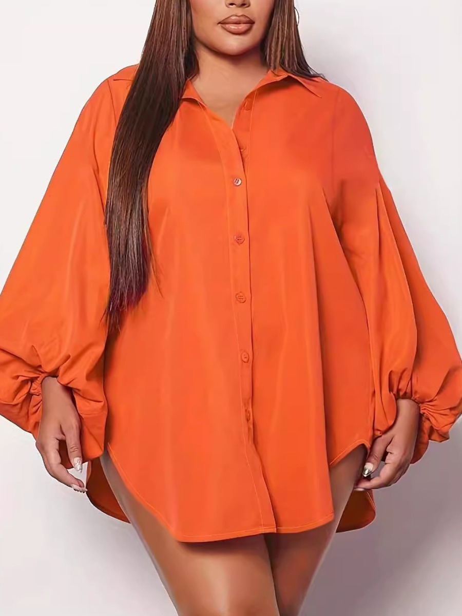 LW BASICS Plus Size Drawstring Solid Color Shirt 1X