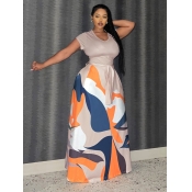 LW BASICS Plus Size Mixed Print Bandage Design A L