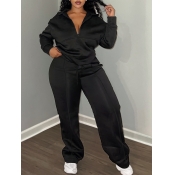 LW Plus Size Zipper Design Solid Color Two-piece P