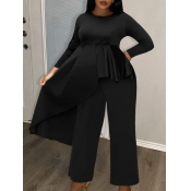 LW BASICS Plus Size Solid Color Two-piece Pants Se