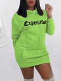 LW Drawstring Letter Print Mini Dress