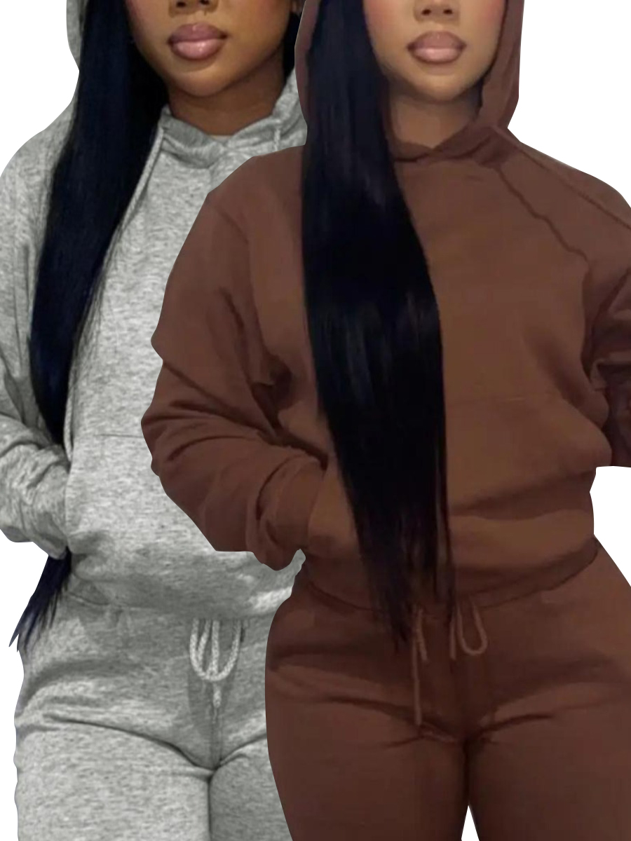 LW BASICS 2 Pack Solid Color Kangaroo Pocket Hoodie Sweatshirt