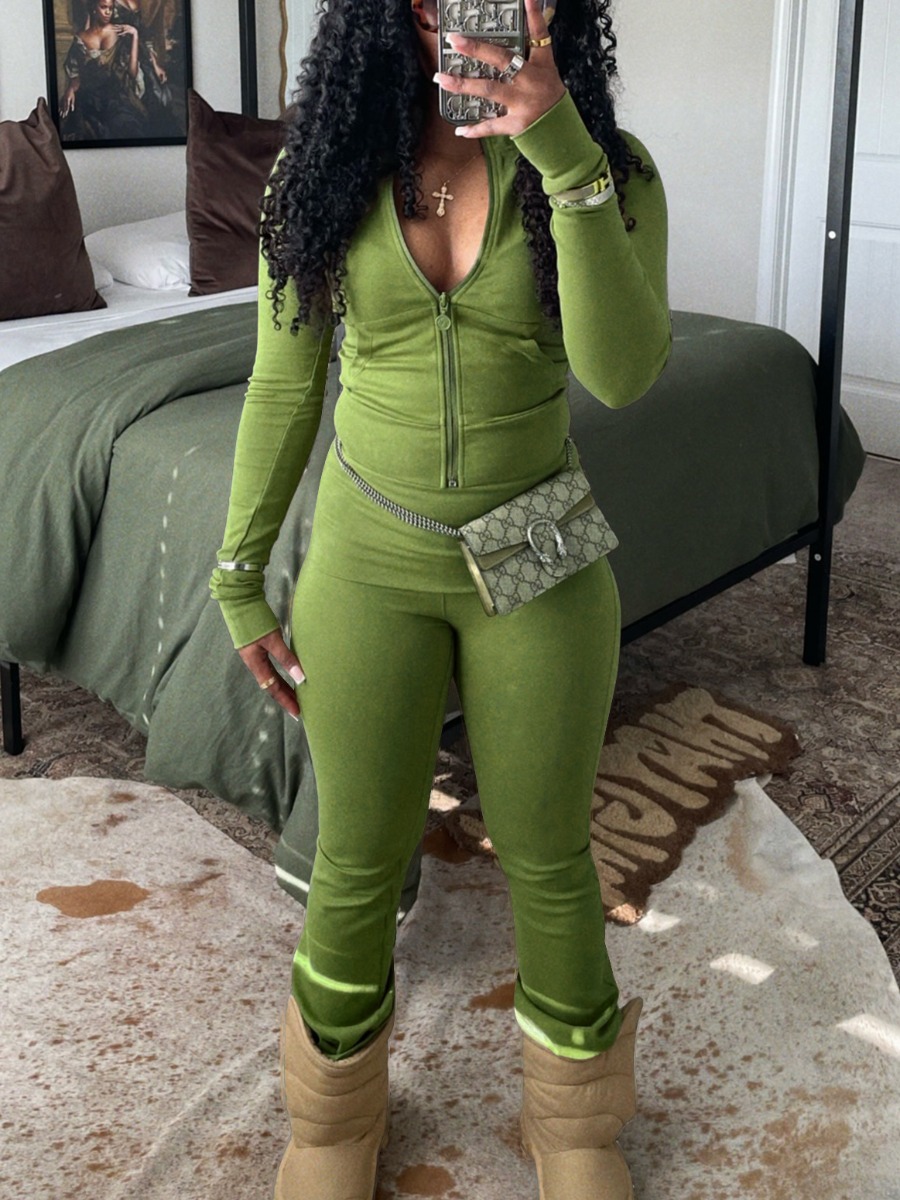 LW BASICS Casual Polyester Turndown Collar Zipper 