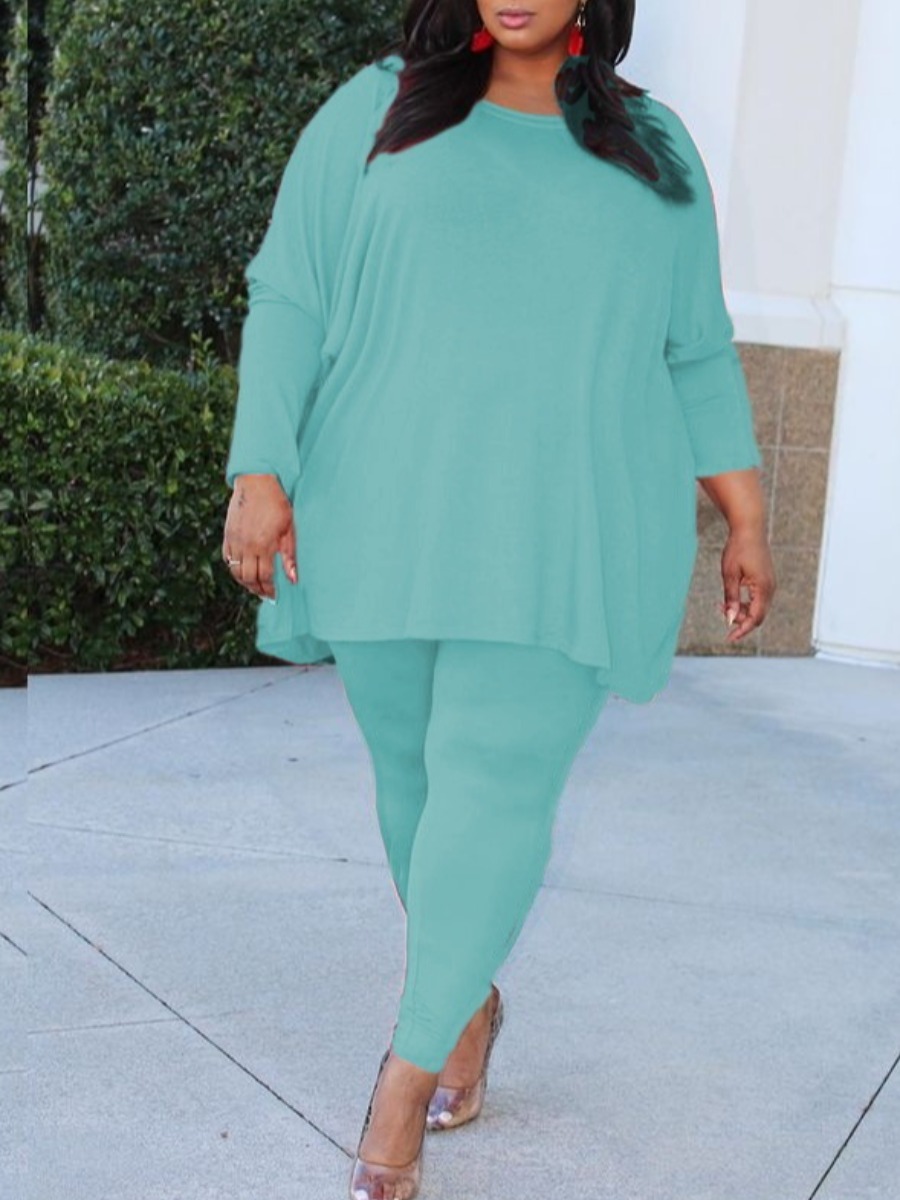 LW BASICS Plus Size Solid Color Two-piece Pants Set