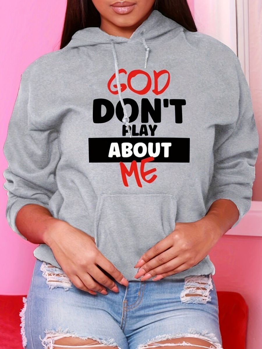 LW Plus Size Pattern Letter Print Sweatshirt&Hoodi