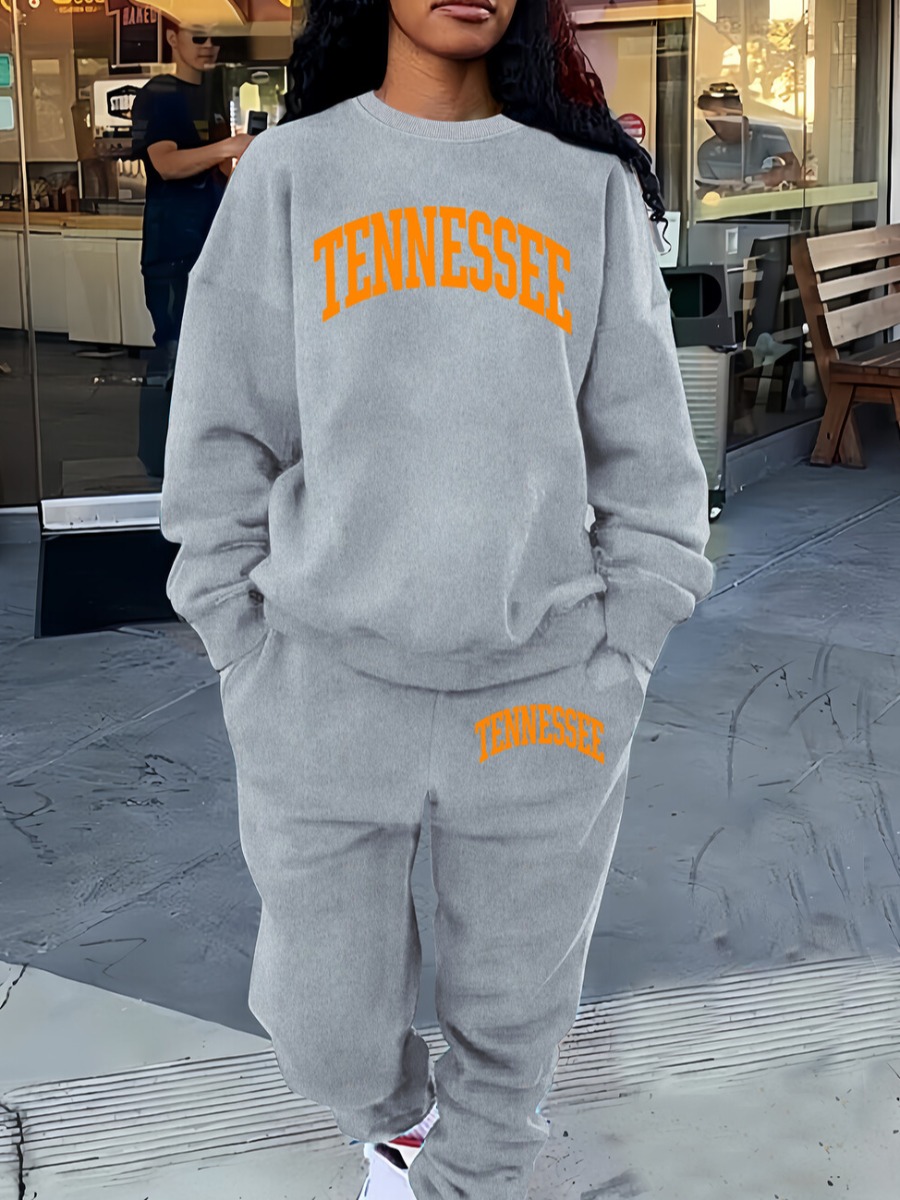 LW Casual Polyester Round Neck Pattern Letter Long