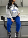 LW Casual Sweat Round Neck Pattern Letter Long Sleeve Two-piece Pants Set