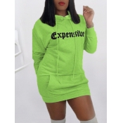 LW Drawstring Letter Print Mini Dress