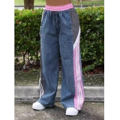 LW Color Block Patchwork Micro Elasticity Jeans