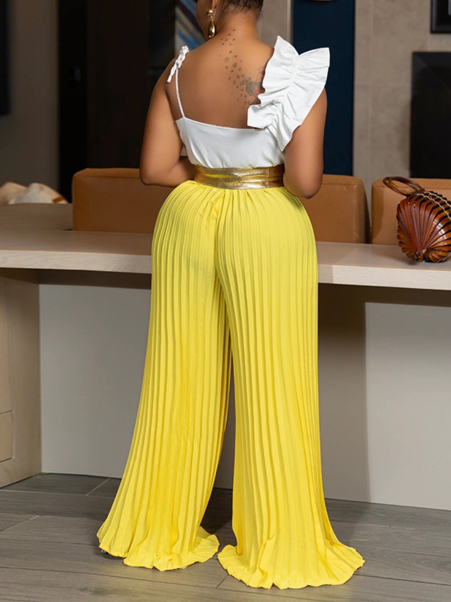 LW Ruffle Color Contrast Jumpsuit