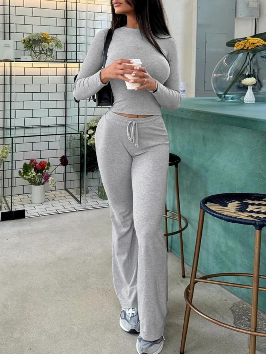 LW BASICS Casual Polyester Round Neck Bandage Desi