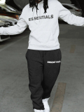 LW Men Pattern Letter Regular Black And White Two-piece Pants Set