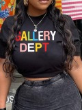 LW Plus Size Pattern Letter Print Regular T-shirt