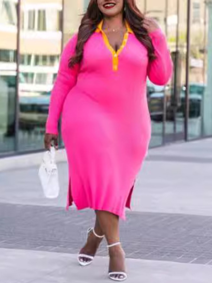 LW Plus Size Patchwork Color Contrast Dress