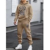 LW Men Pattern Letter Two-piece Pants Set