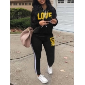 LW Casual Polyester Hooded Collar Pattern Letter P