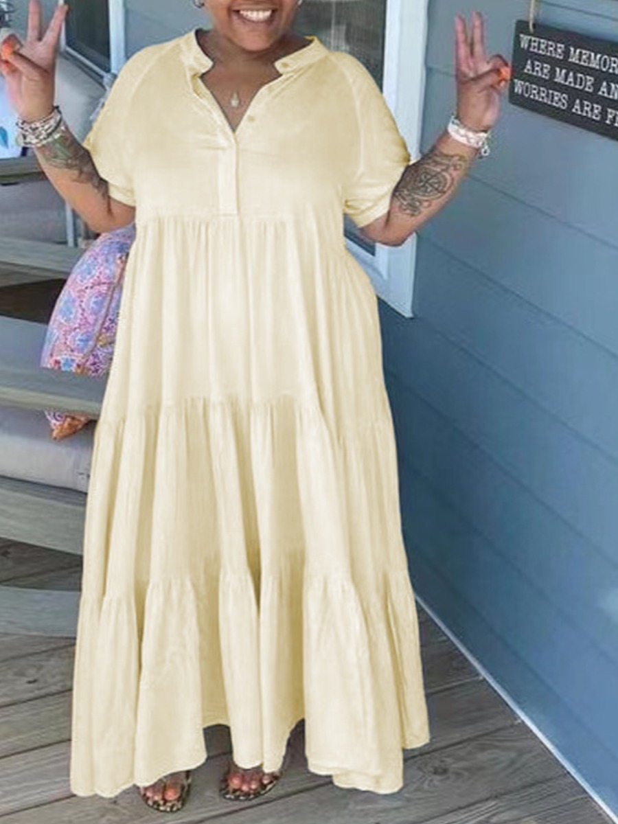 LW BASICS Plus Size Solid Color Dress