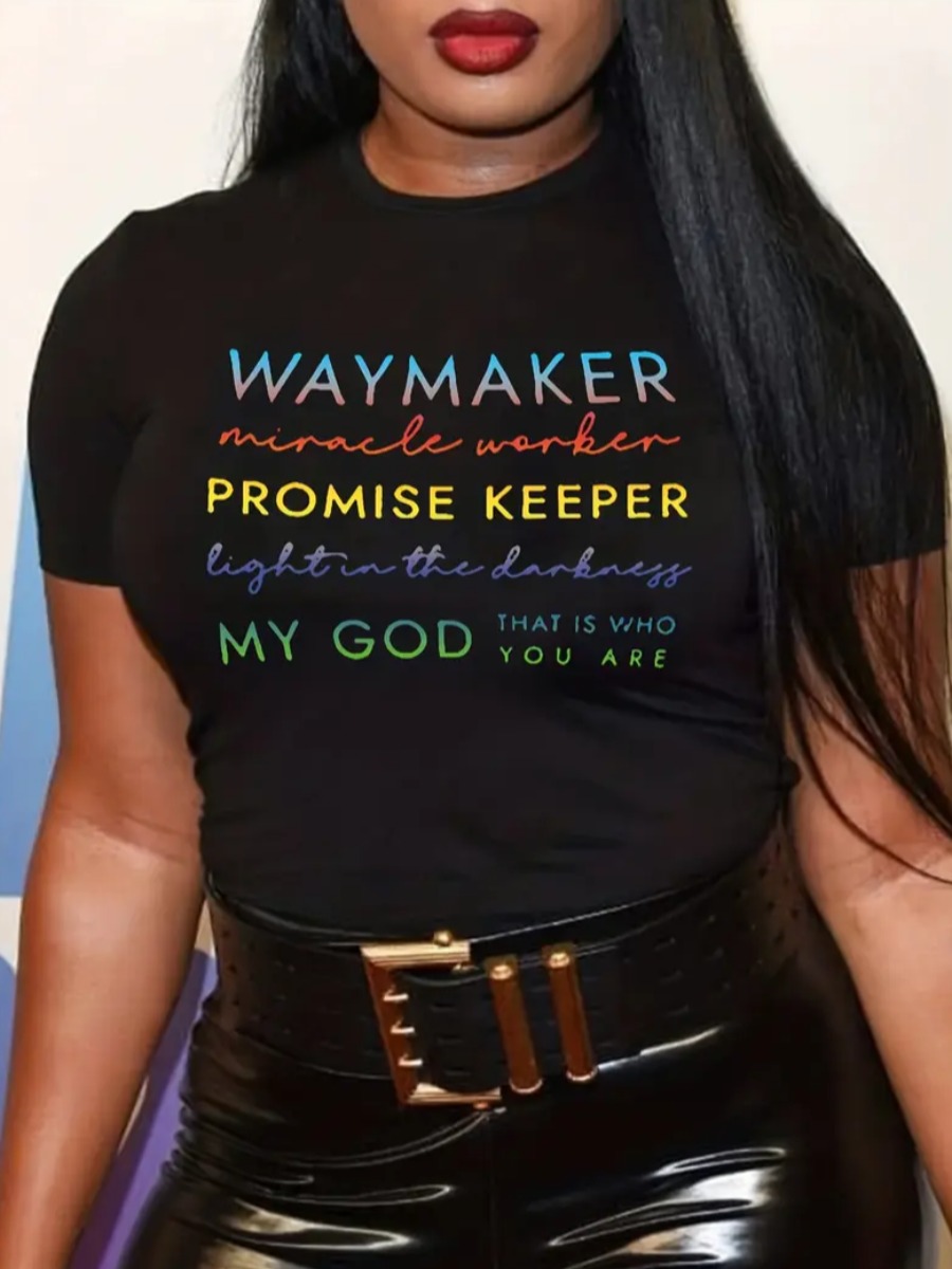 LW Plus Size Pattern Letter T-shirt