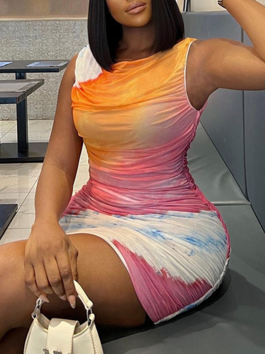 LW Pattern Mixed Print Mini Dress