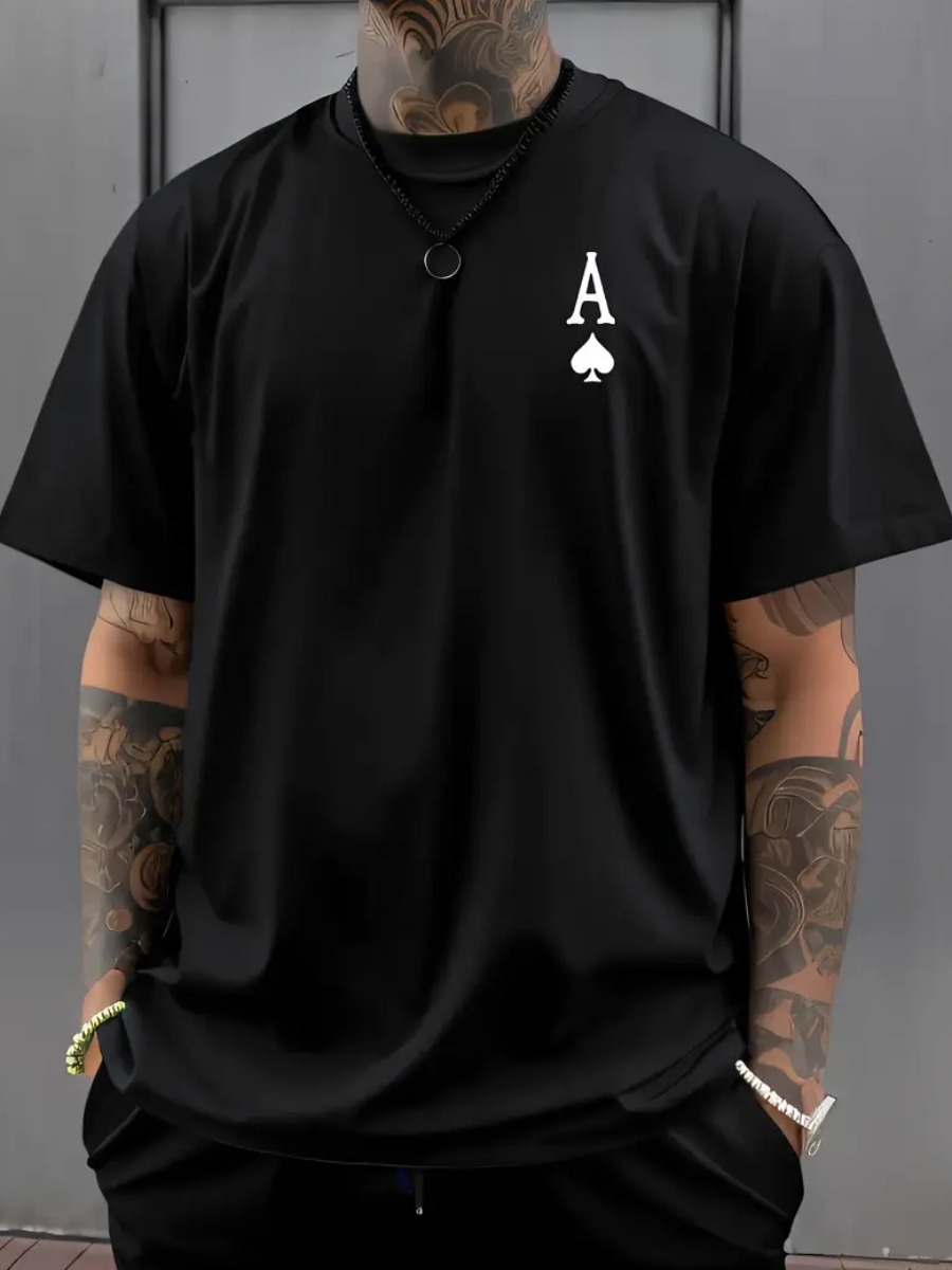 LW Men Pattern Positioning Letter T-shirt