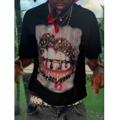 LW Men Pattern Lip Print T-shirt