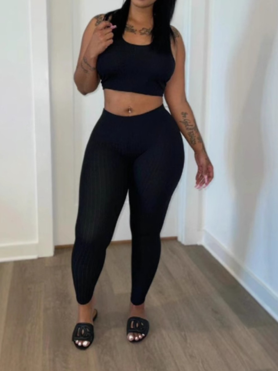 LW BASICS Casual Polyester U Neck Solid Color Slee