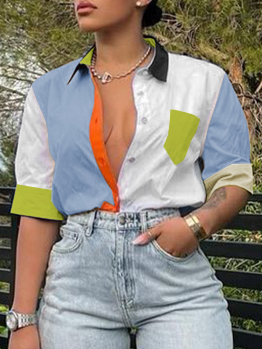 LW Patchwork Color Contrast Shirt