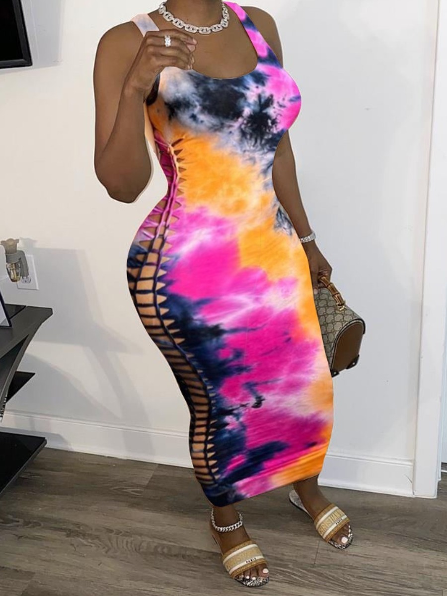 LW SXY Cut Out Tie Dye Maxi Dress