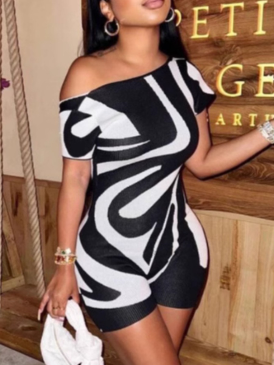 LW Pattern Geometric Romper