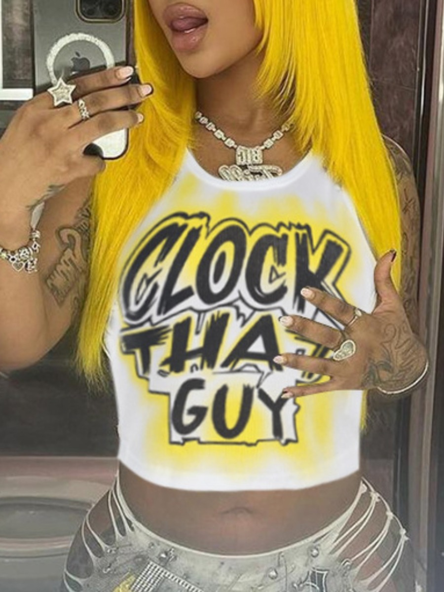 LW Pattern Letter Camisole&Tank Top