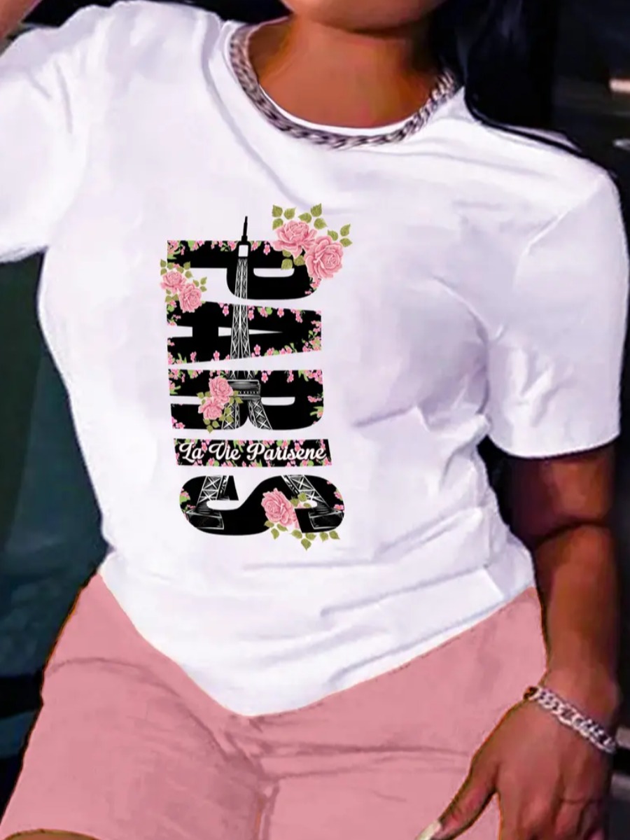 LW Plus Size Pattern Letter T-shirt