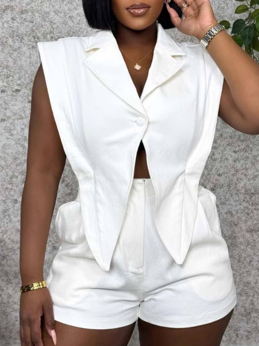 LW Button Design Solid Color Romper