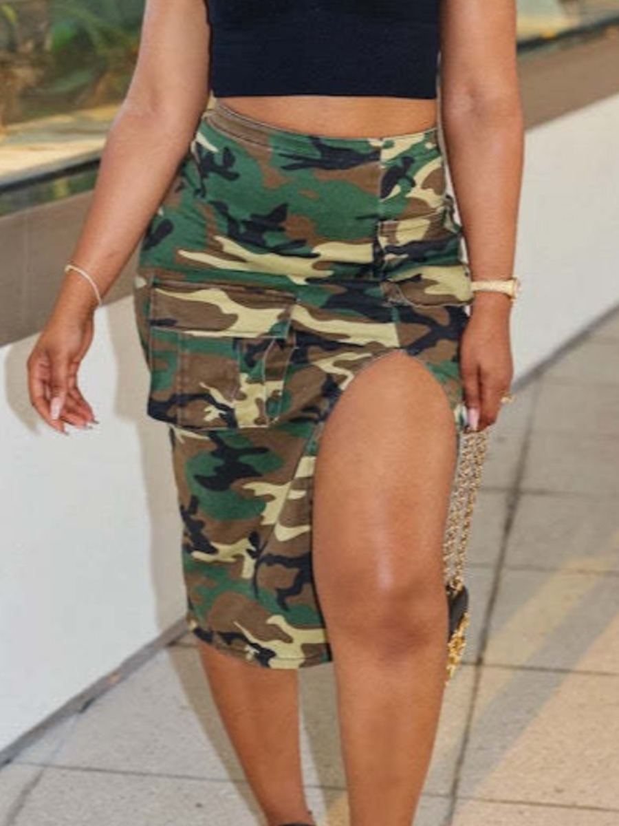 LW Split Basic Camo Skirts